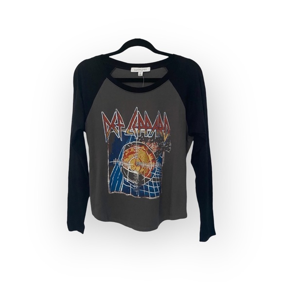 new Daydreamer 𓇽 Def Leppard Pyromania Raglan Rock Band Tee Shirt 𓇽 Graphite S - Picture 2 of 16
